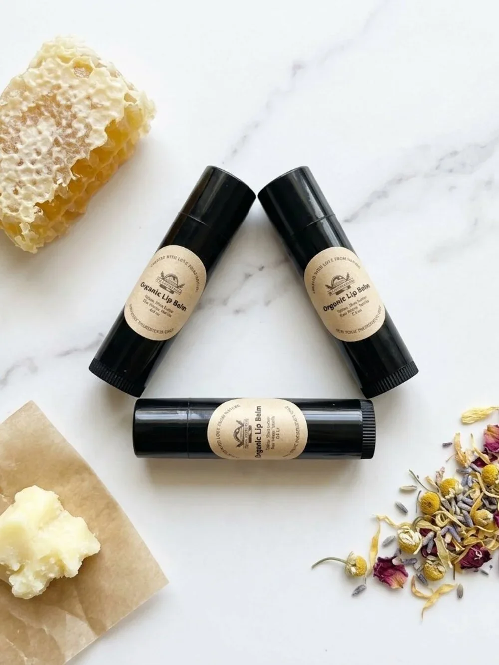 3-Pack Organic Tallow Lip Balm | Grass-Fed Beef Tallow, Raw Honey & Shea Butter